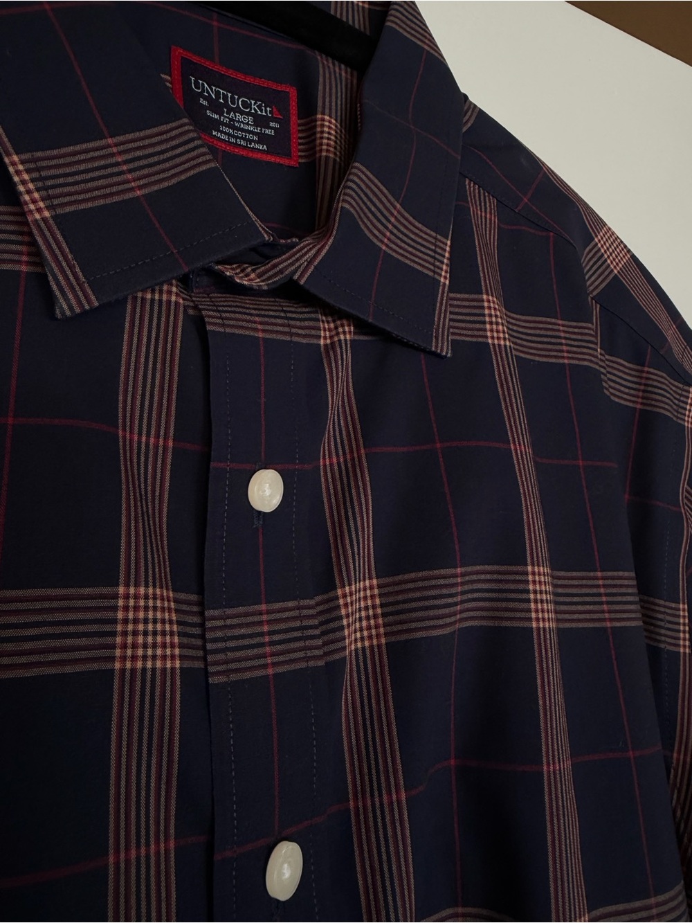UNTUCKit The Paterson Wrinkle-Free Plaid Shirt - Size L Slim Fit